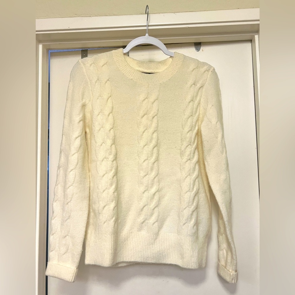 Banana Republic Aire crewneck - cream - cable knit - size S - 58% wool